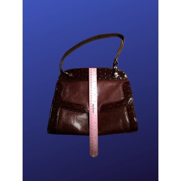 Naturalizer leather/Patent leather ostrich-Embossed large satchel handbag - Picture 4 of 12